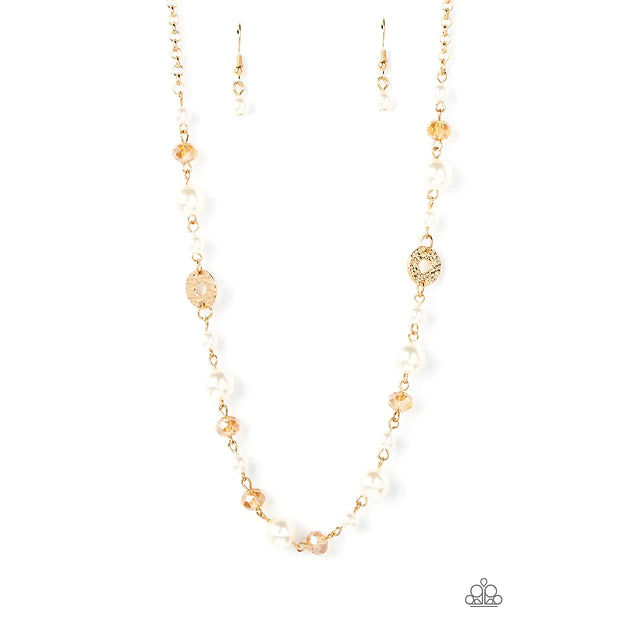 Traditional Transcendence - Gold/White Pearl Necklace