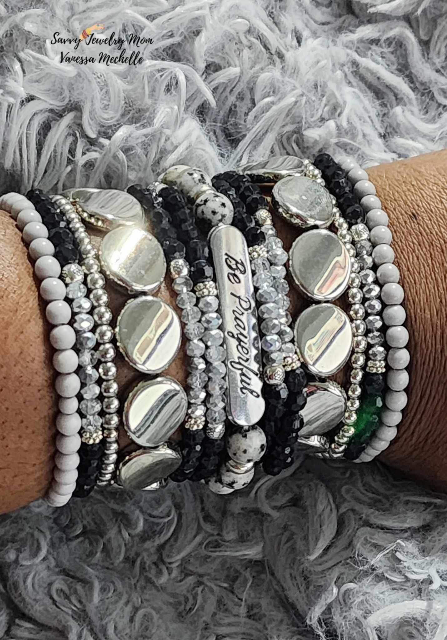 Savvy Wrist Swag #56 (Black & Silver, 5 piece bracelet set)