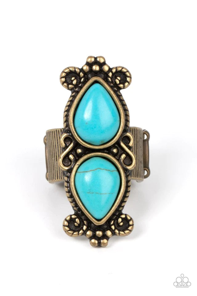 Adobe Garden - Brass/Turquoise Ring