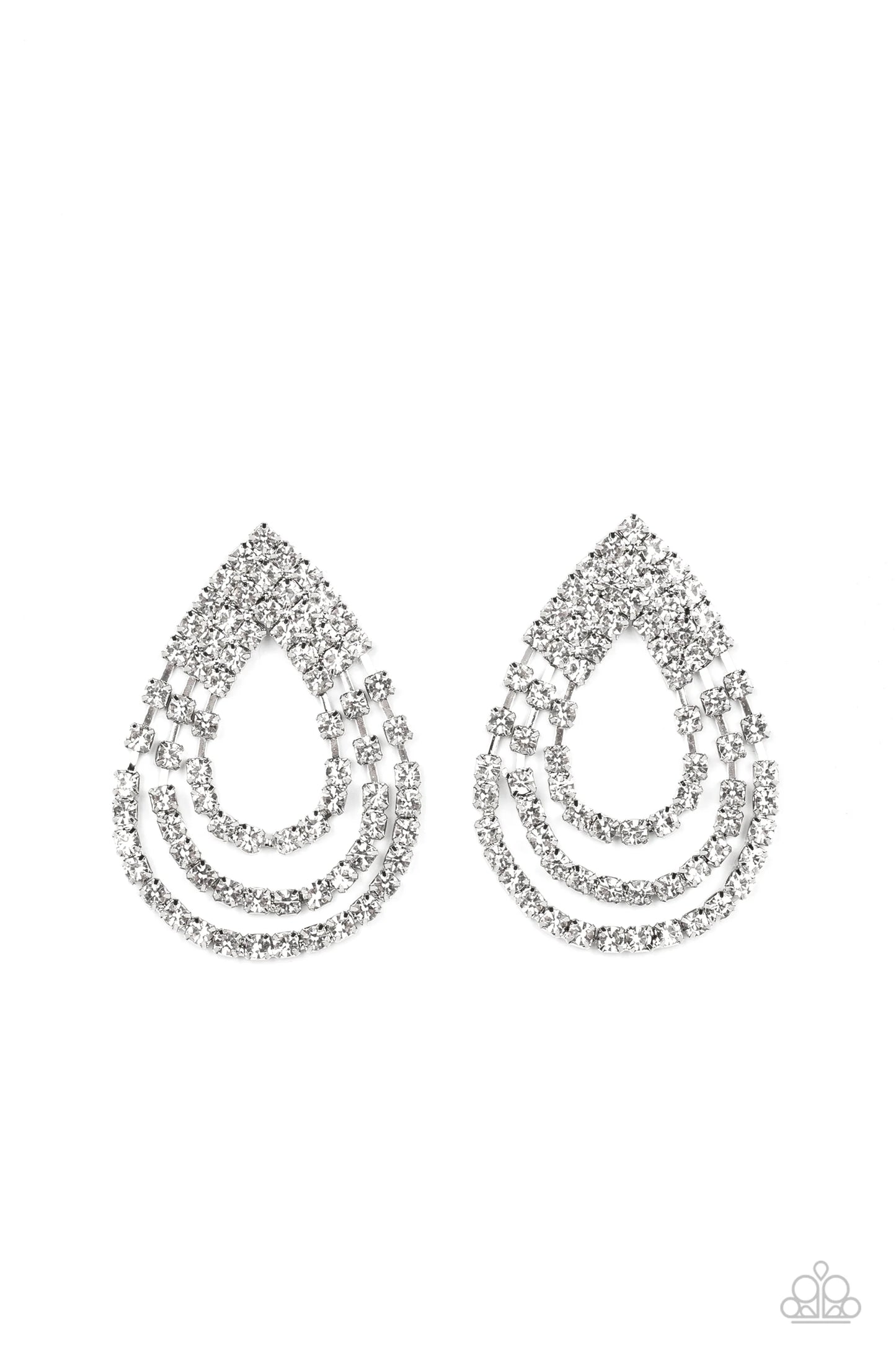Take a Power Stance - White rhinestones post Earrings