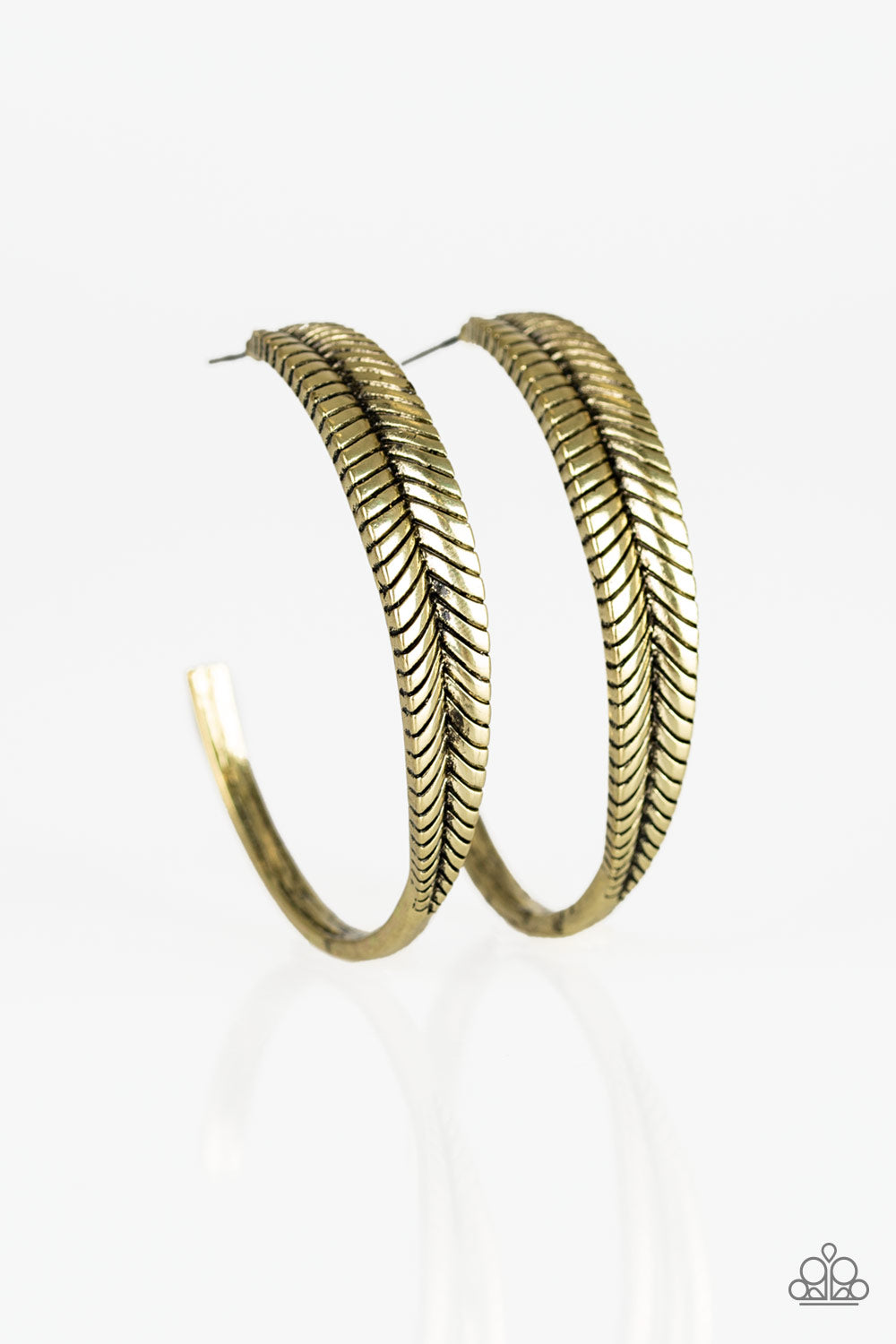 Funky Feathers - Brass hoop earrings