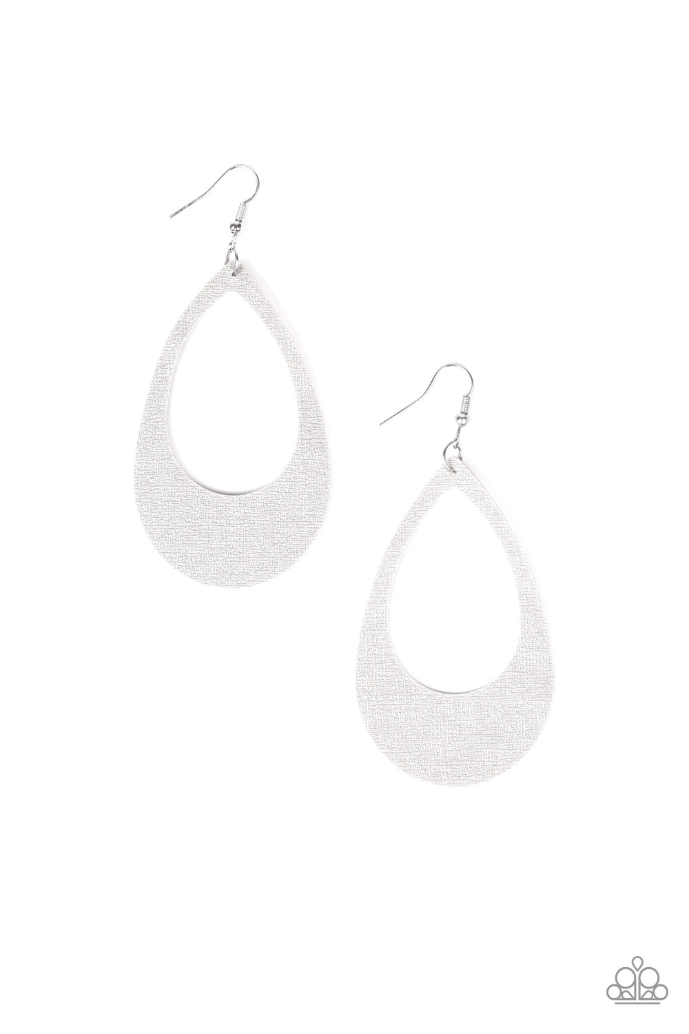 What a Natural - Silver leather teardrop earrings