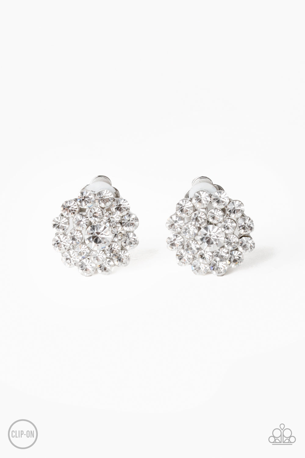 Glammed Out - White Gem clip-on earrings