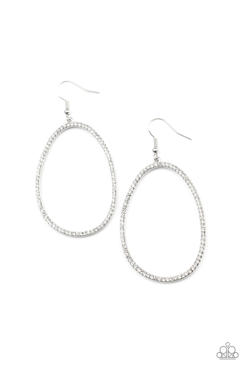 OVAL-ruled! - White rhinestones earrings