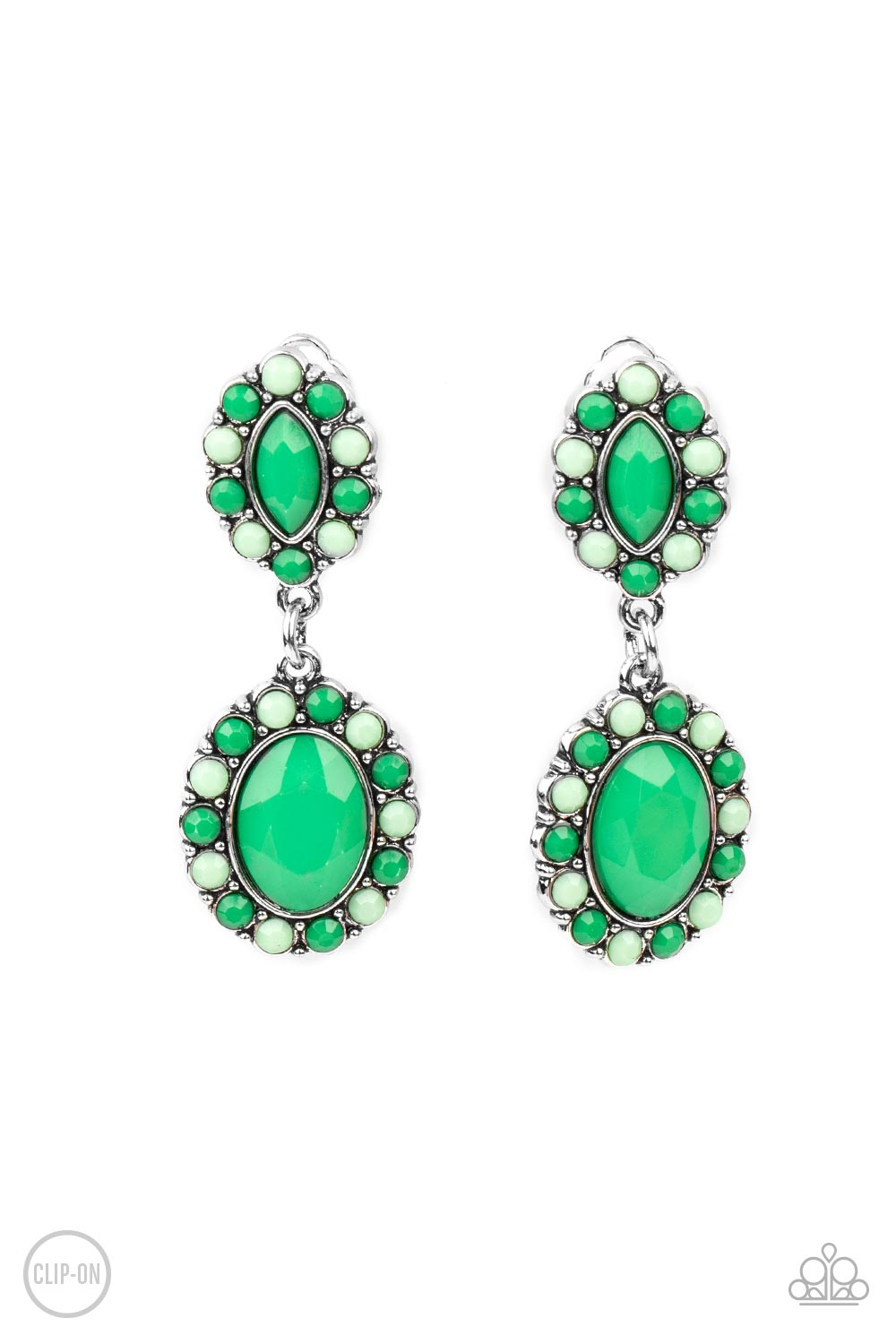 Positively Pampered - Green clip on earrings