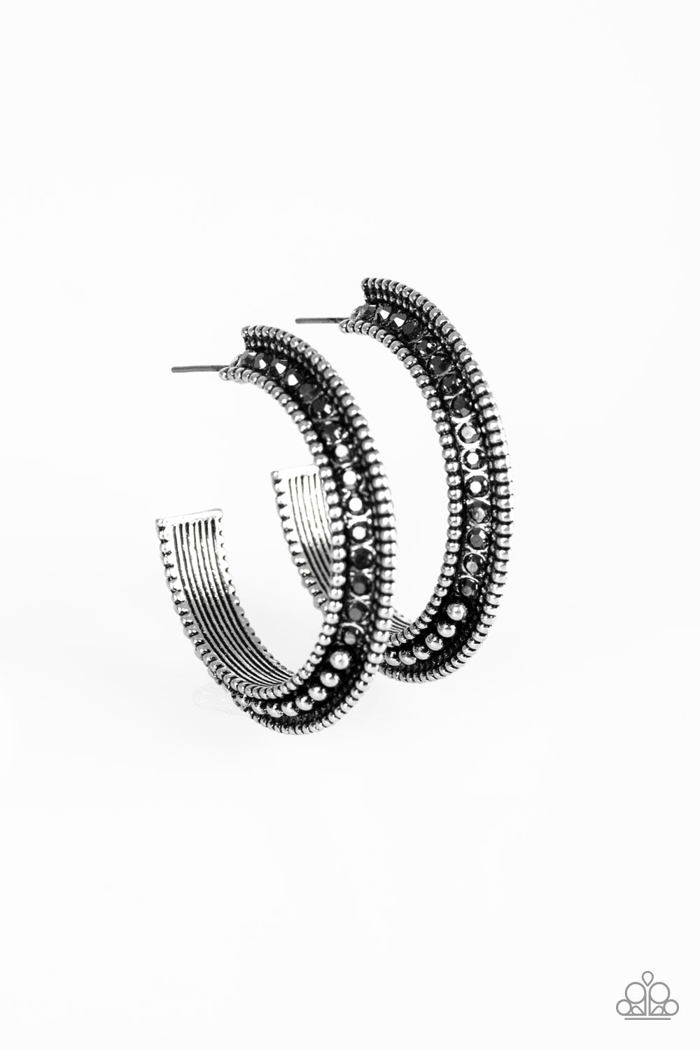 Retro Reverberation - Silver hoop earrings