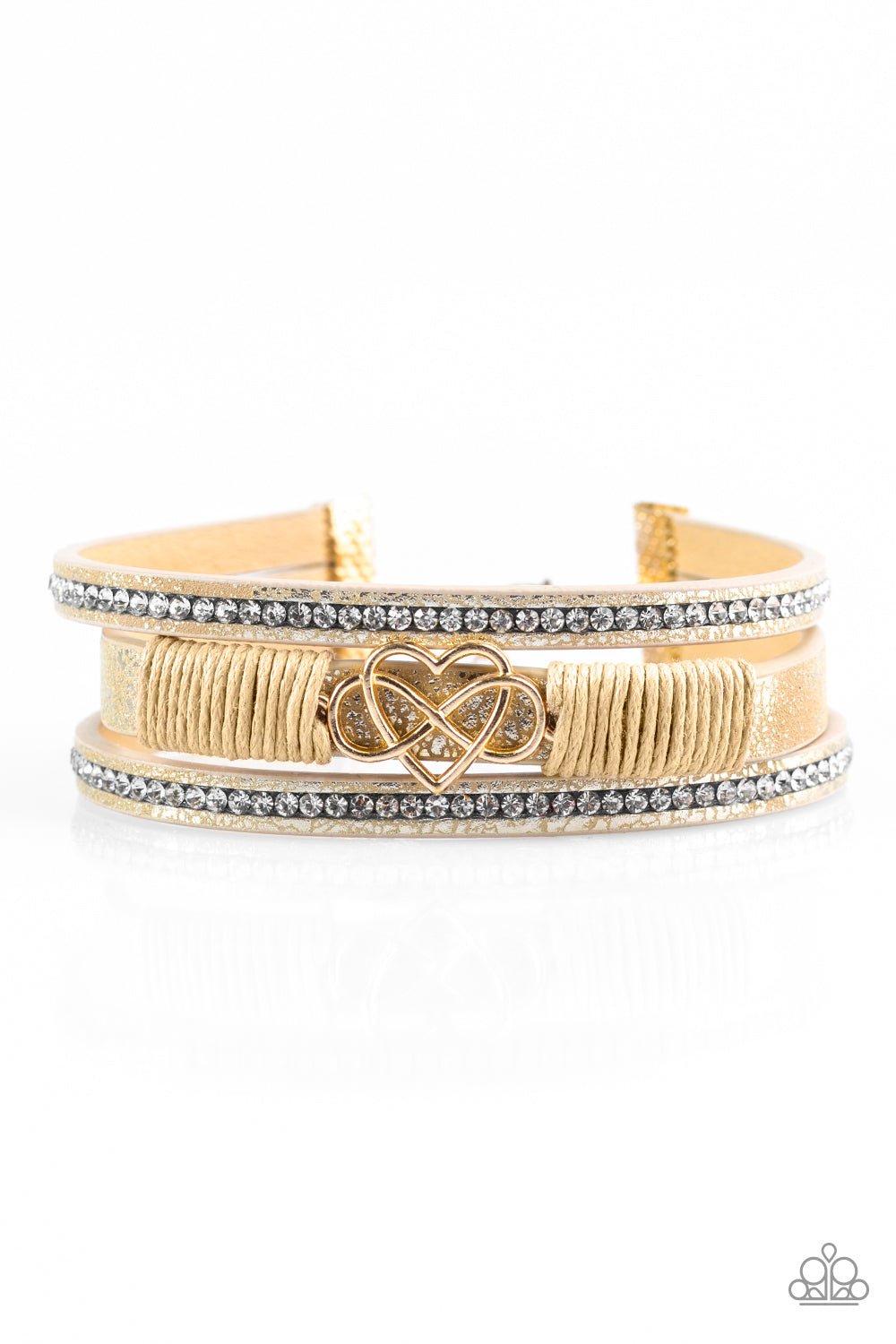 HUSTLIN HEART - GOLD LEATHER BRACELET