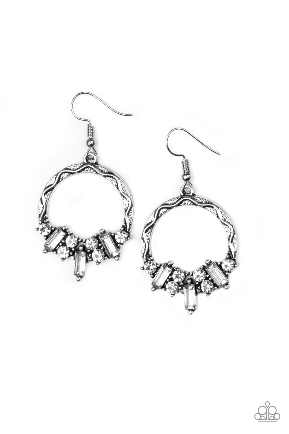 On The Uptrend - White gem/silver earrings