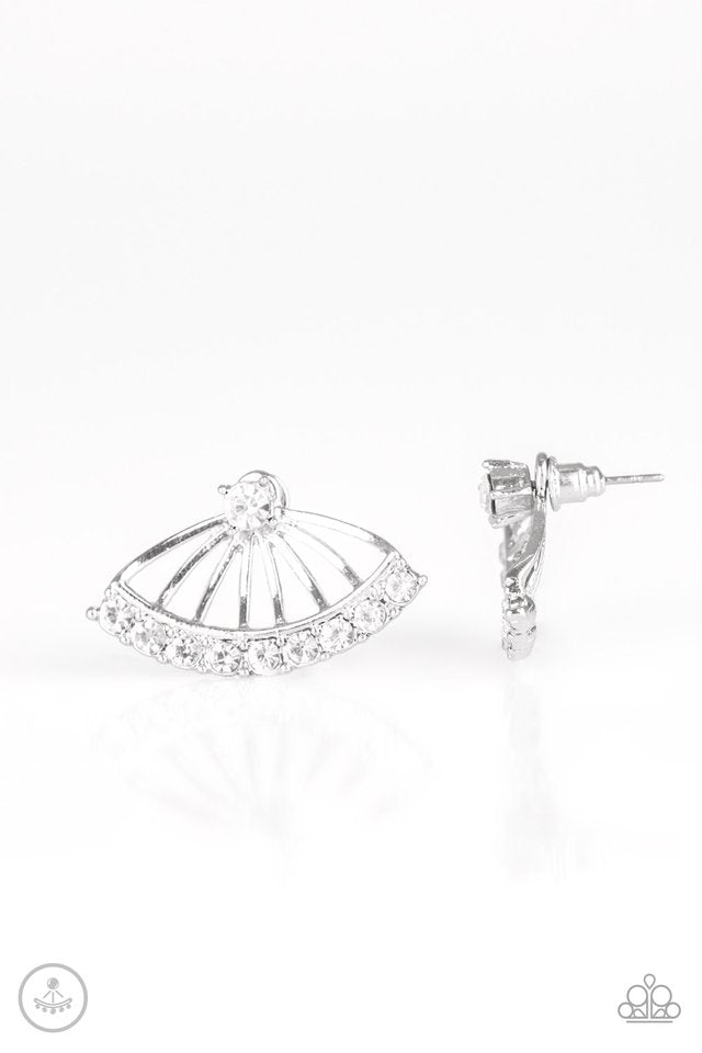 Disco Drama - White double-sided post earrings