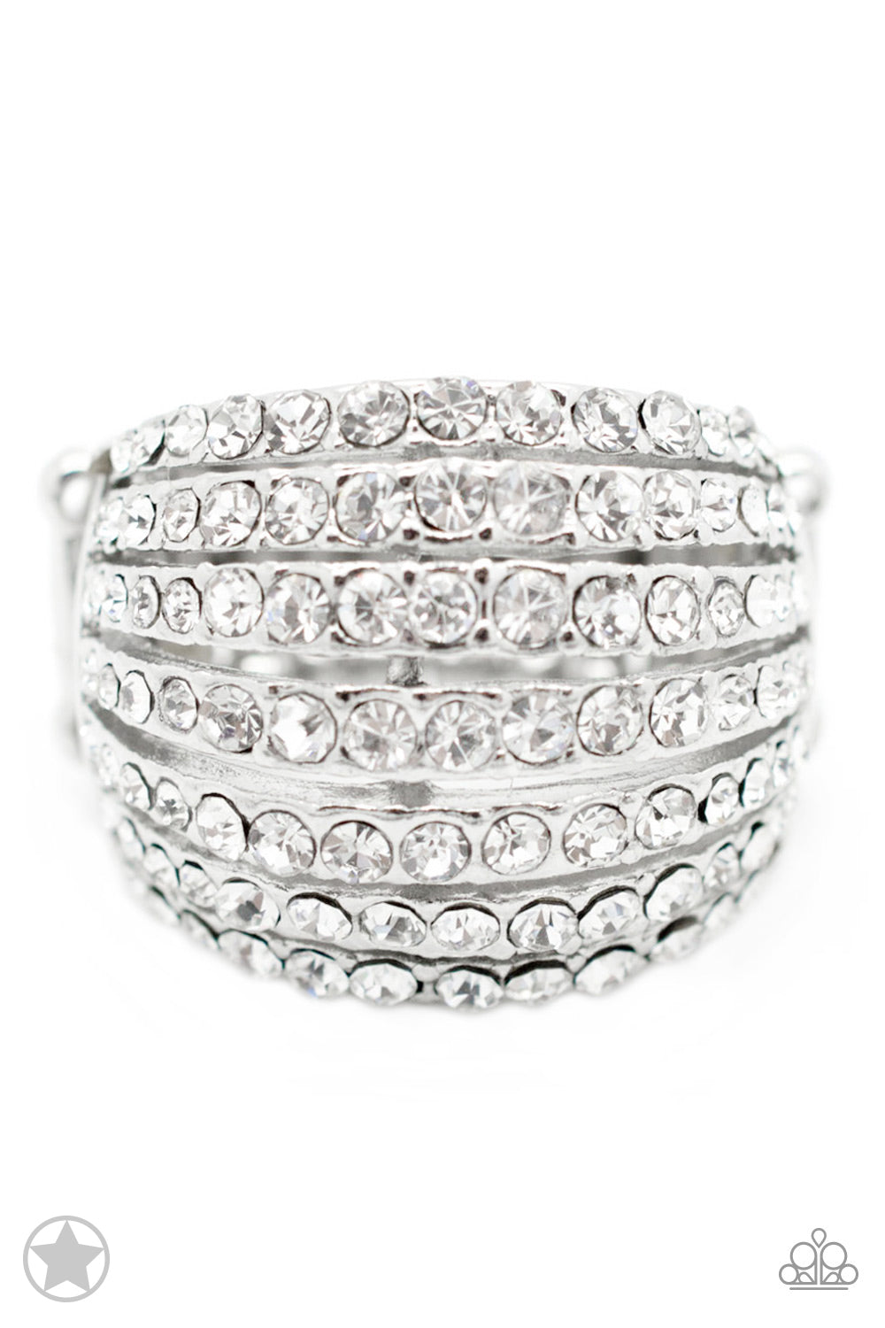 Blinding Brilliance - White rhinestone ring