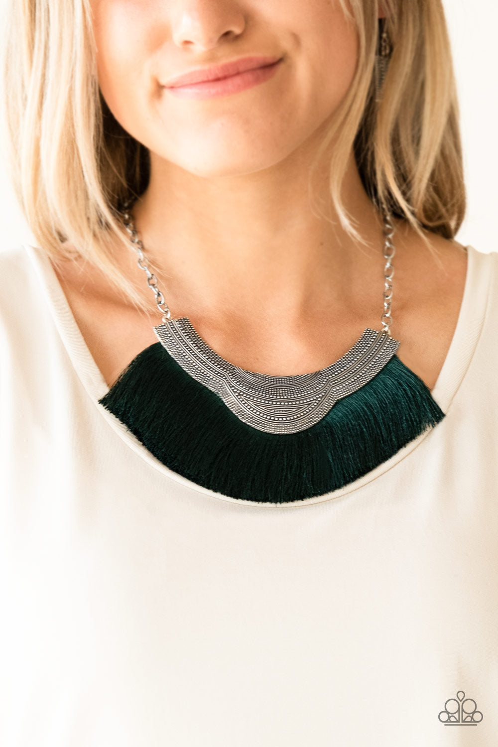 My PHARAOH Lady - Green fringe necklace