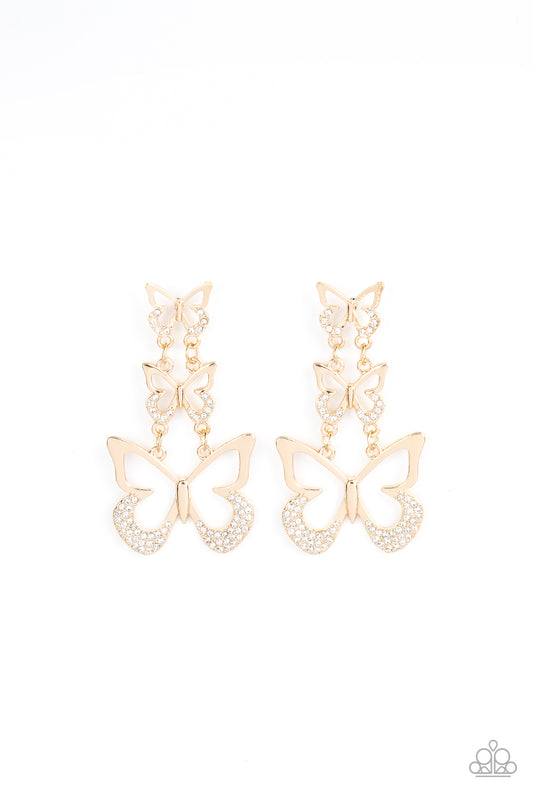 Flamboyant Flutter - Gold post butterfly earrings