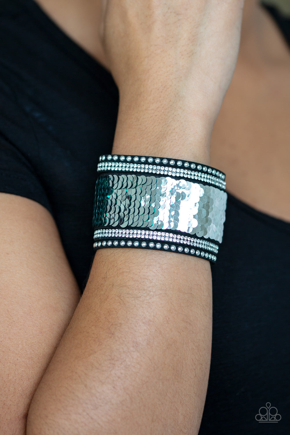 MERMAIDS Have More Fun - Green Sequin Wrap Bracelet