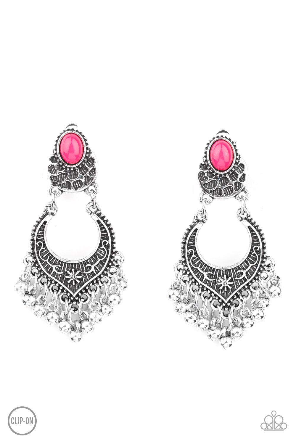 Summery Gardens - Pink clip on earrings