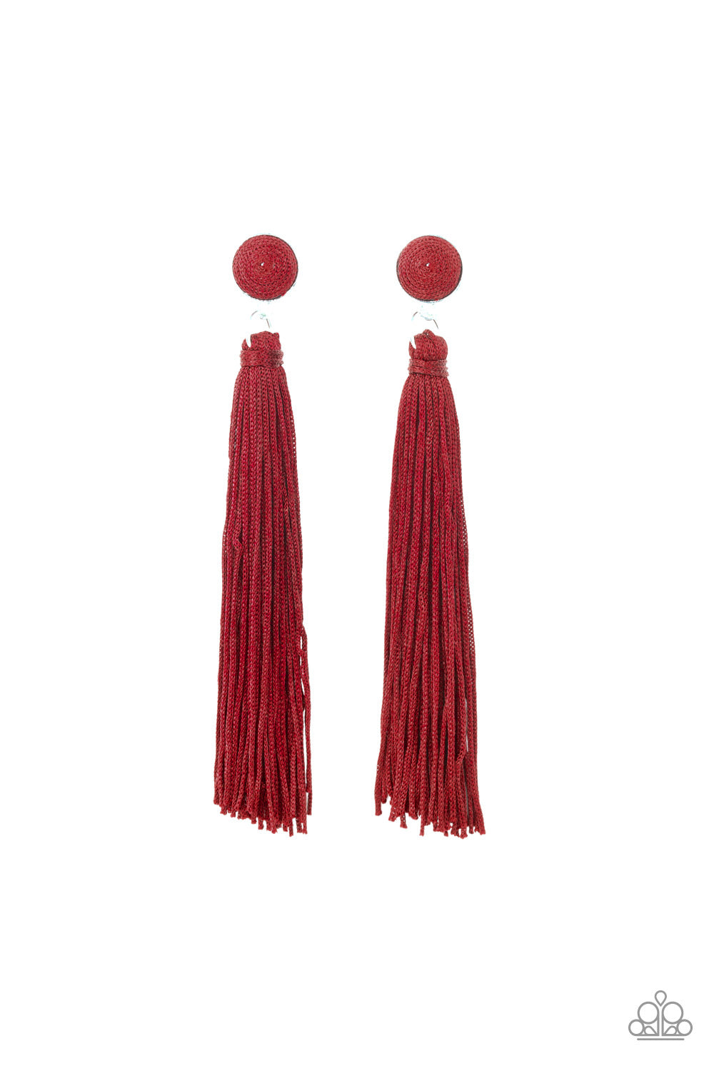 Tightrope Tassel - Red earrings