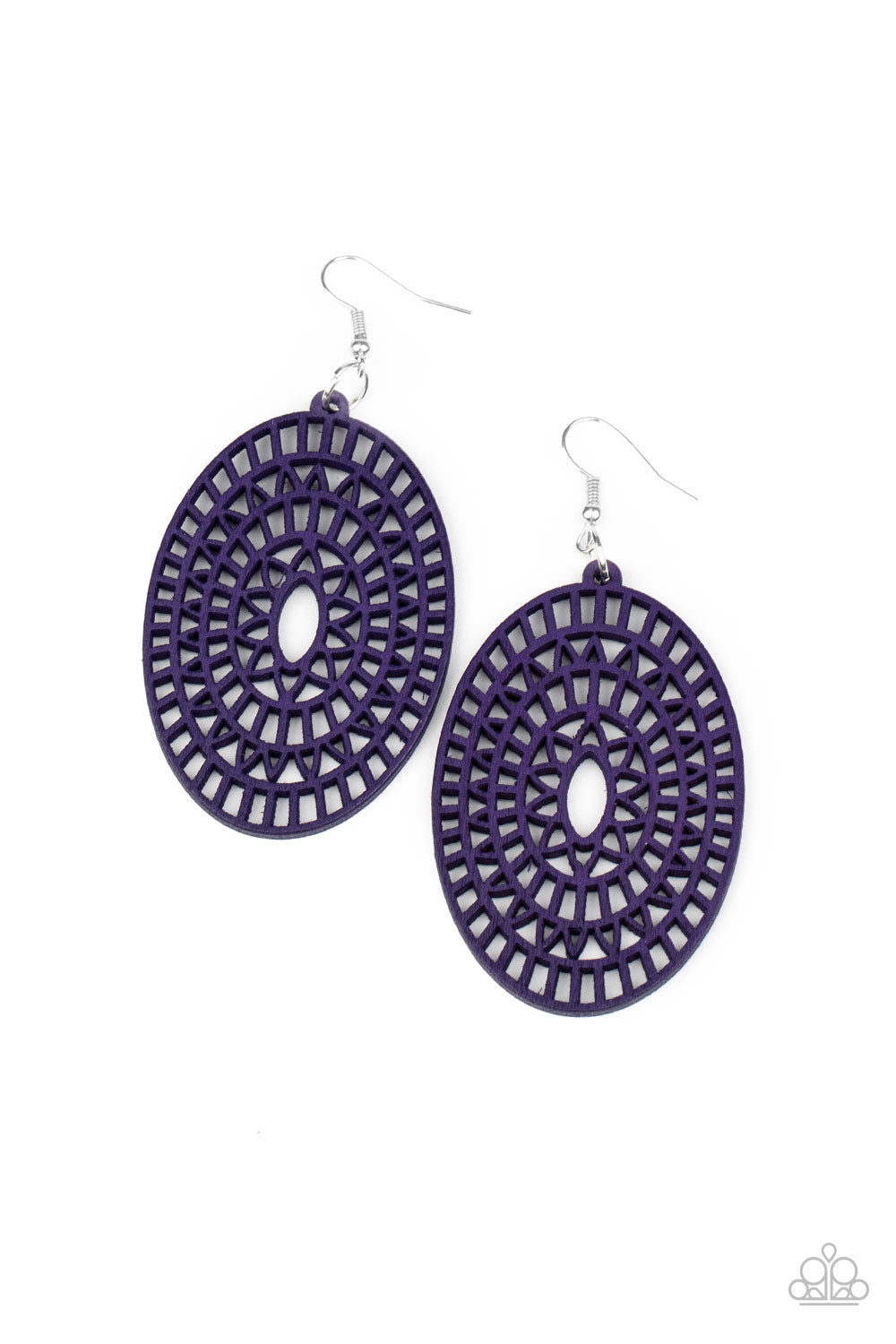 Tropical Retreat - Purple wood earrings