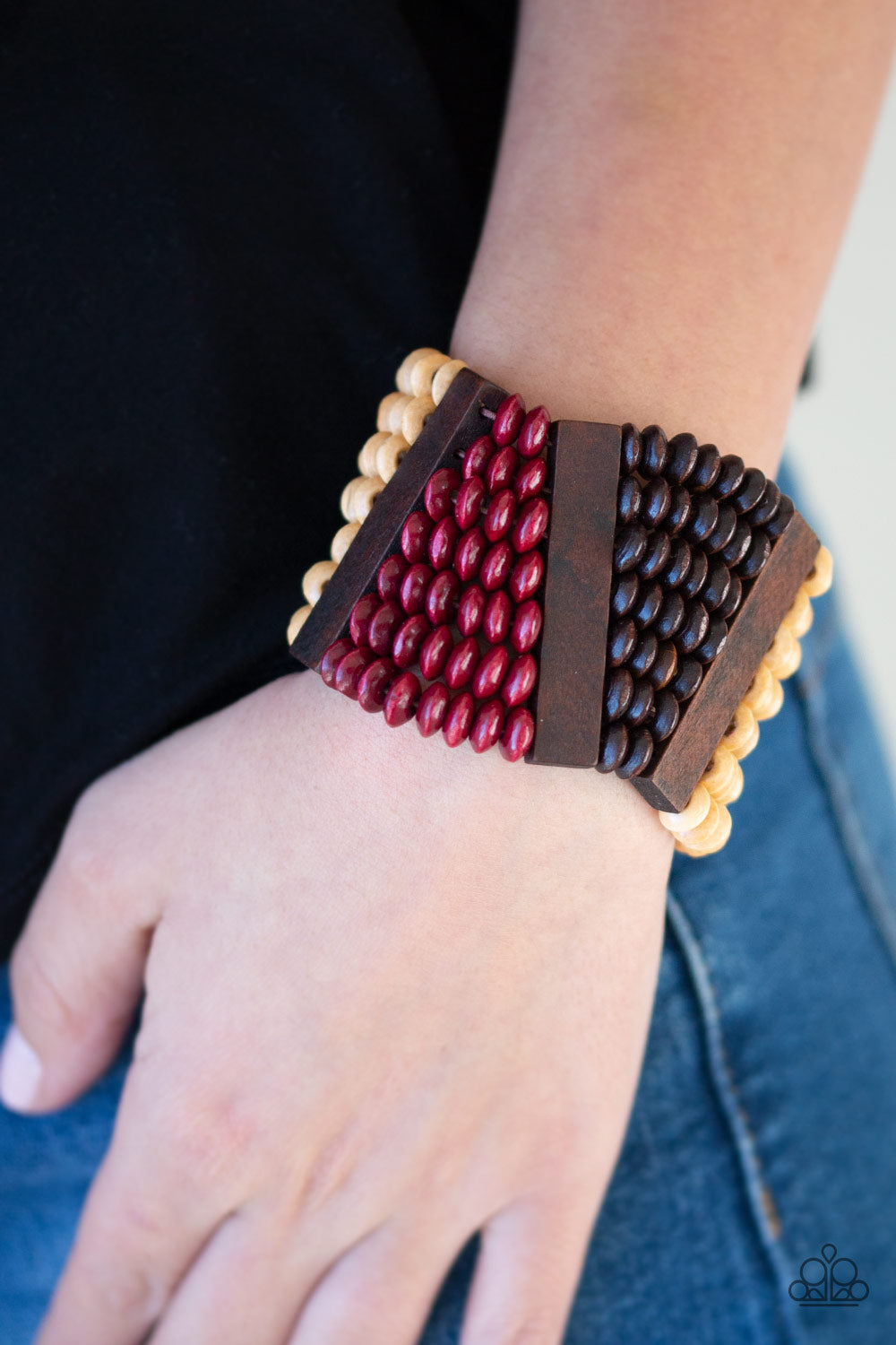 HAUTE In Hispaniola - Multi Brown Wood Bracelet
