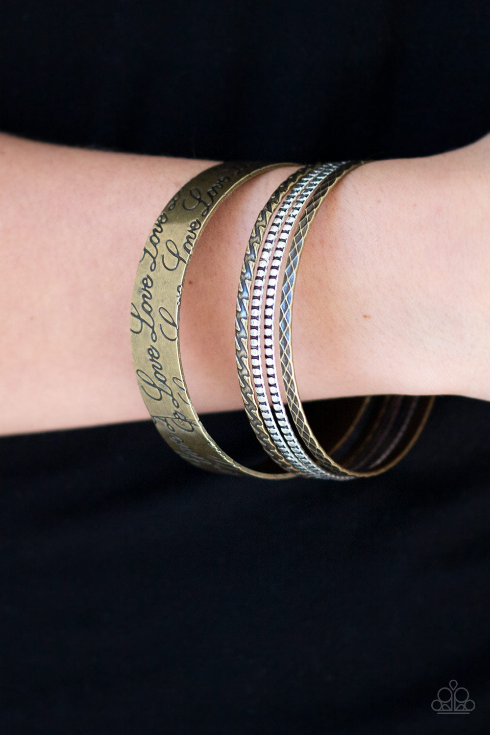 Literally Loveable - Brass bangle bracelet