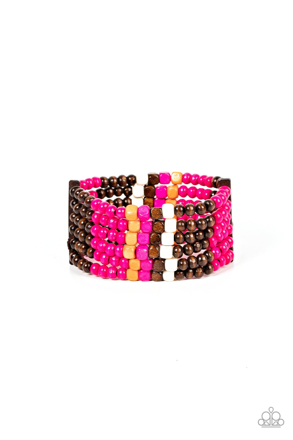 Dive into Maldives - Pink/Multi wood bracelet