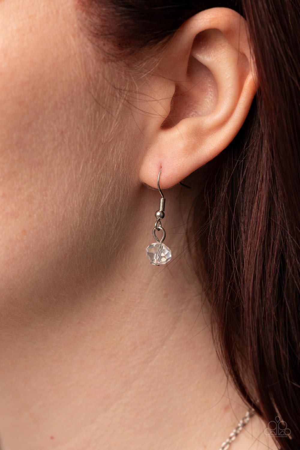 Doting Devotion - White beads/Silver heart necklace