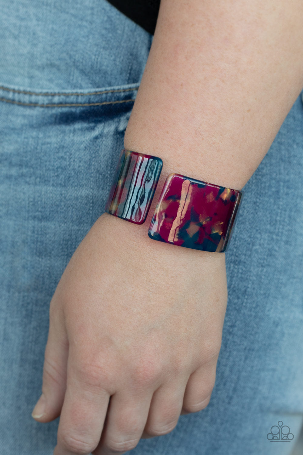 Groovy Vibes - Purple Multi acrylic cuff bracelet