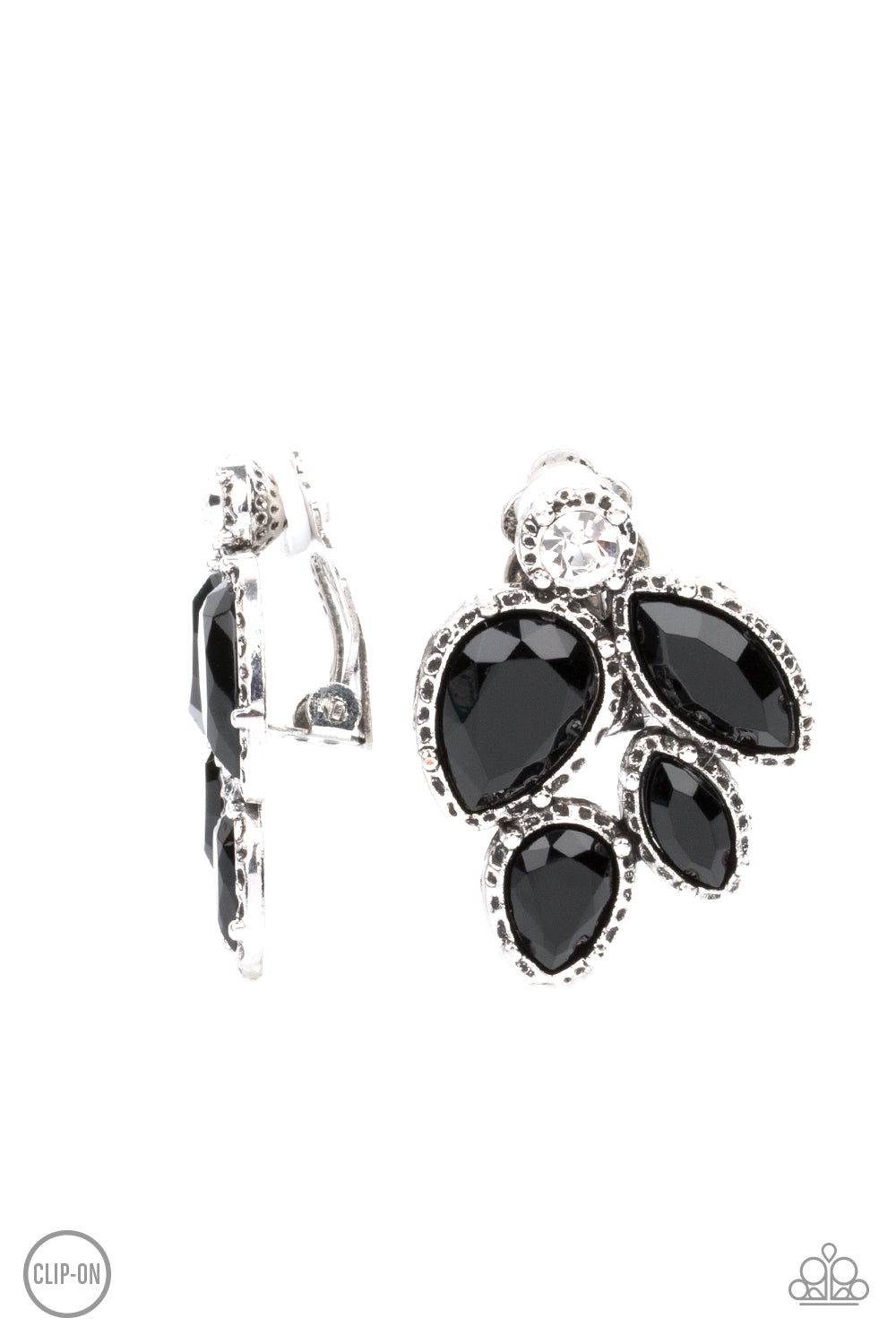 Fancy Foliage - Black clip on earrings