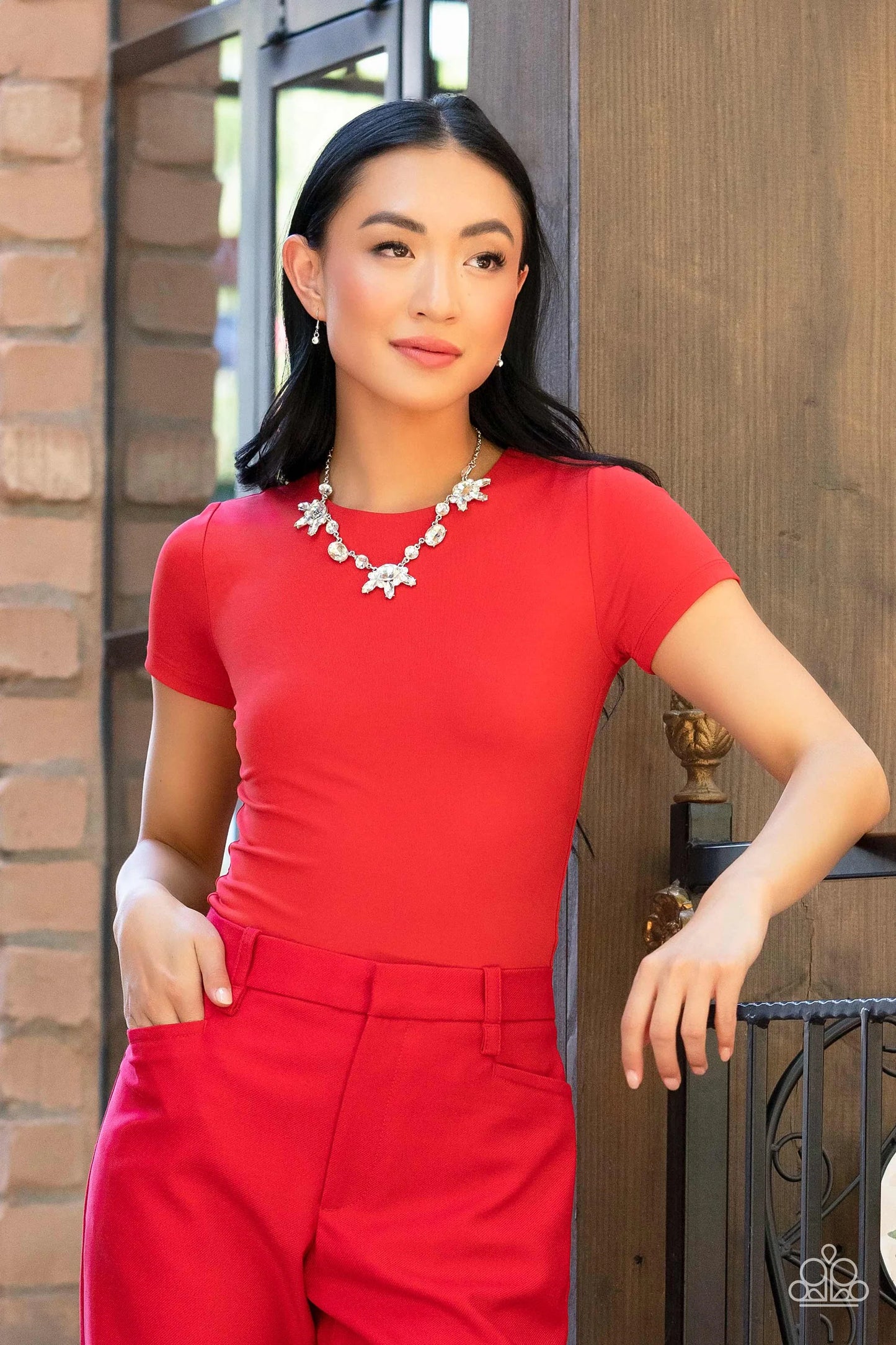 GLOW-trotting Twinkle - White Rhinestone Necklace