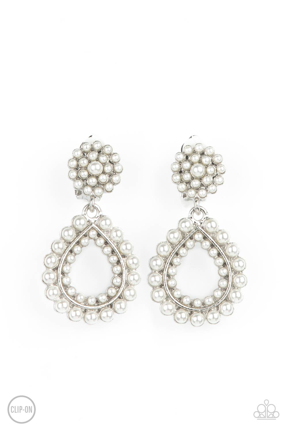 Discerning Droplets - White clip on earrings