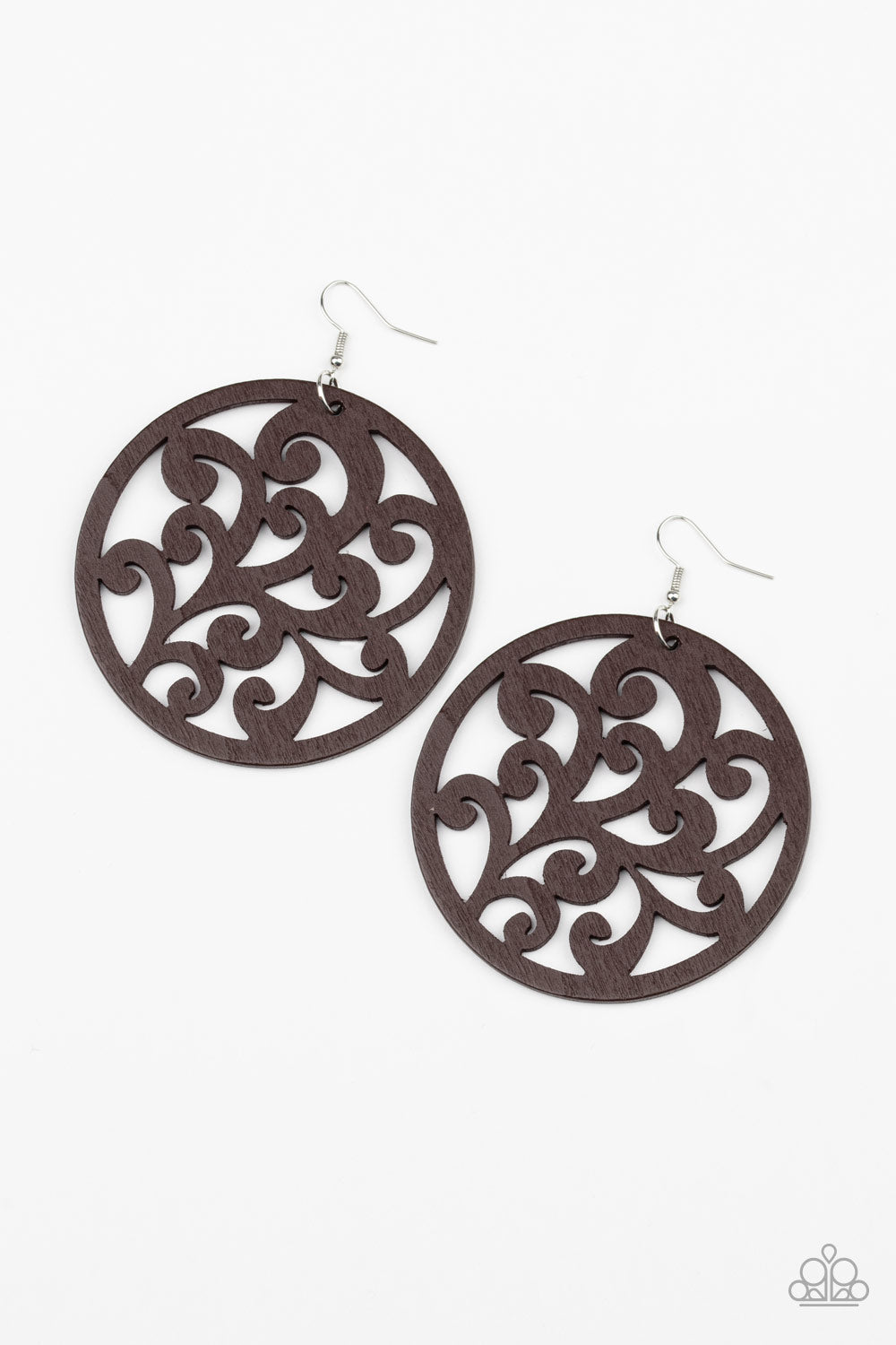 Fresh Off The Vine - Brown wood earrings