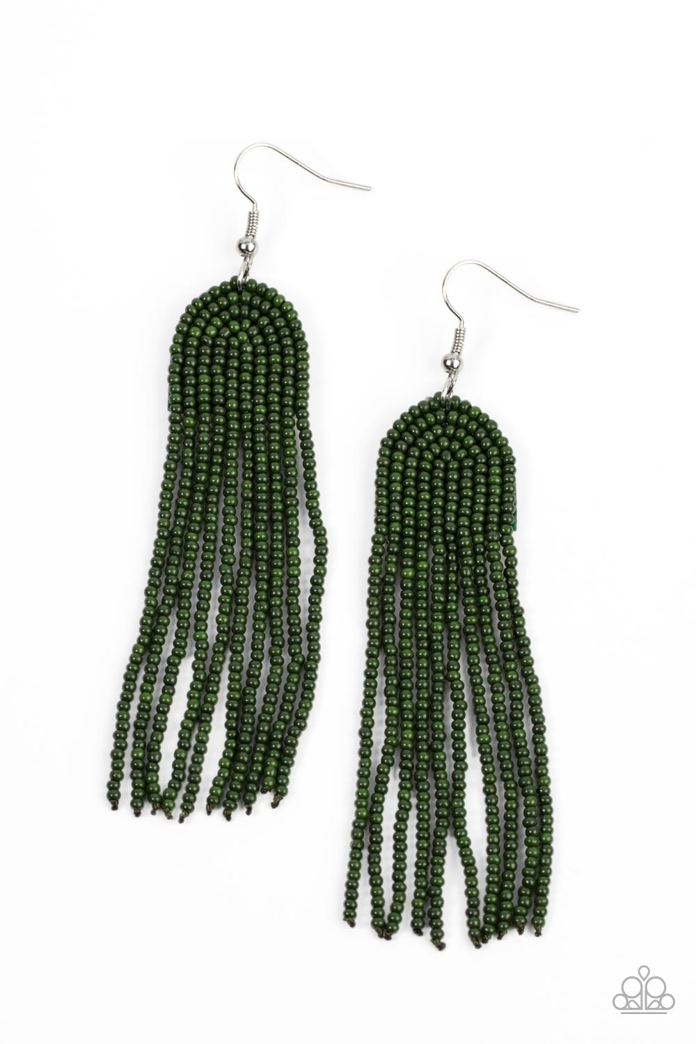 Right as RAINBOW - Green seed bead earrings