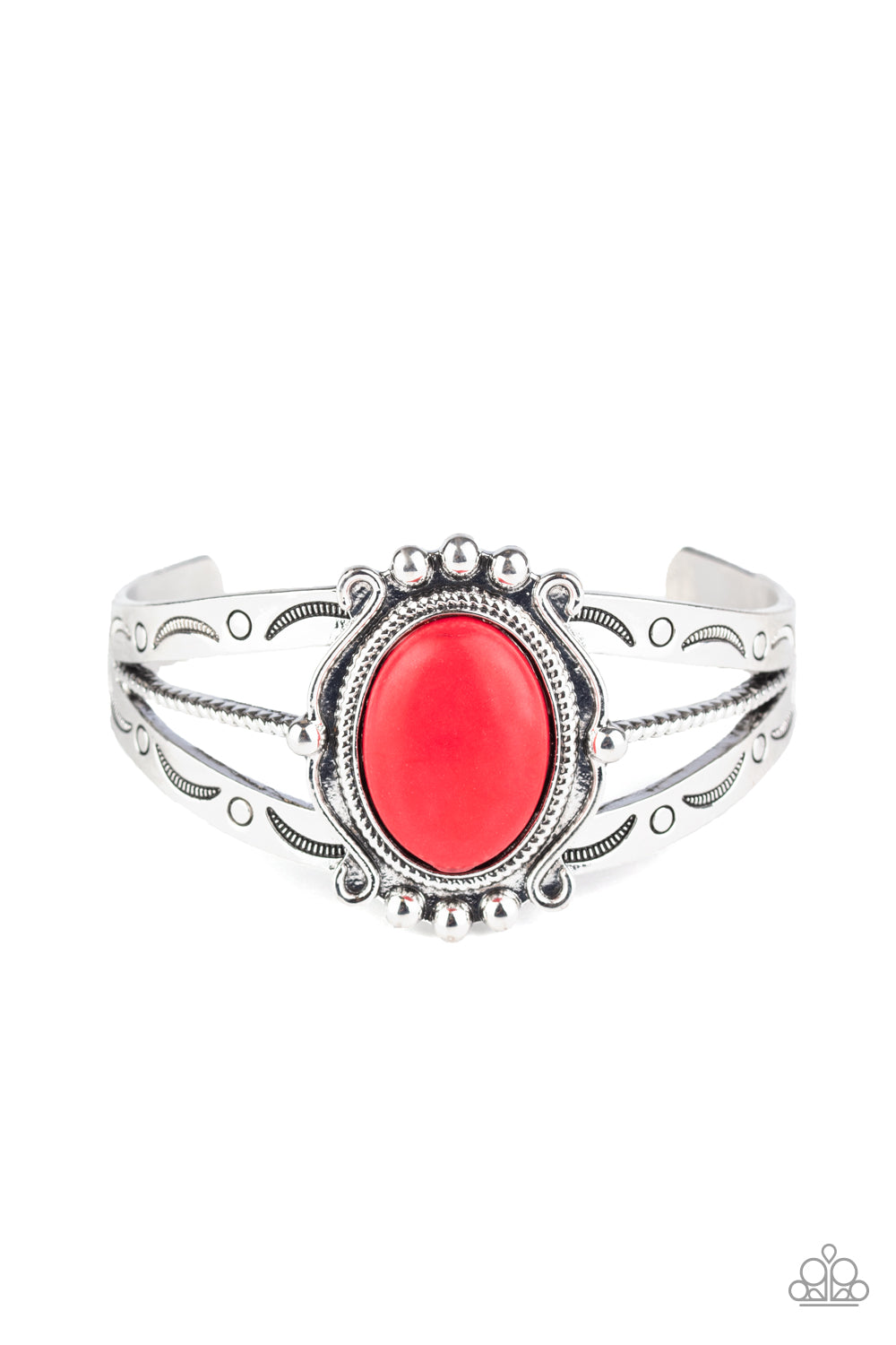 Very TERRA-torial - Red stone cuff bracelet