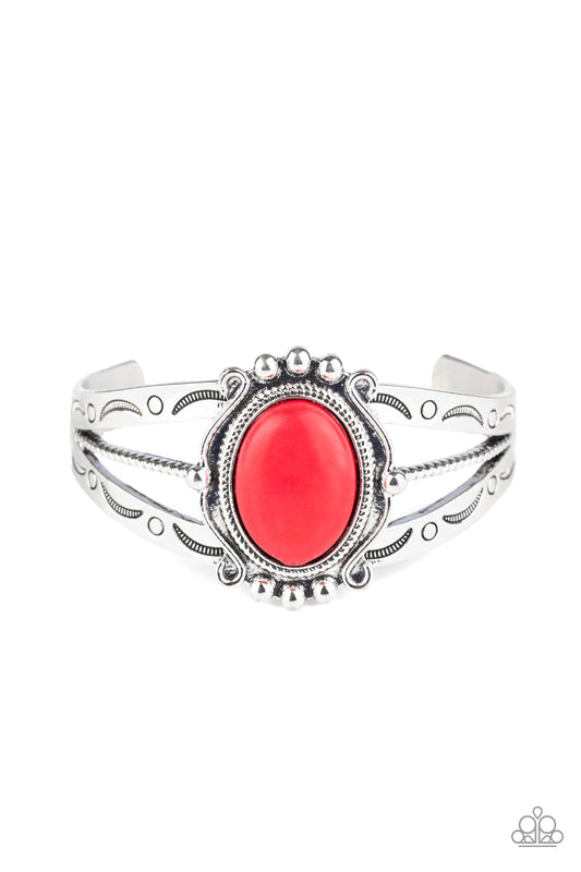 Very TERRA-torial - Red stone cuff bracelet