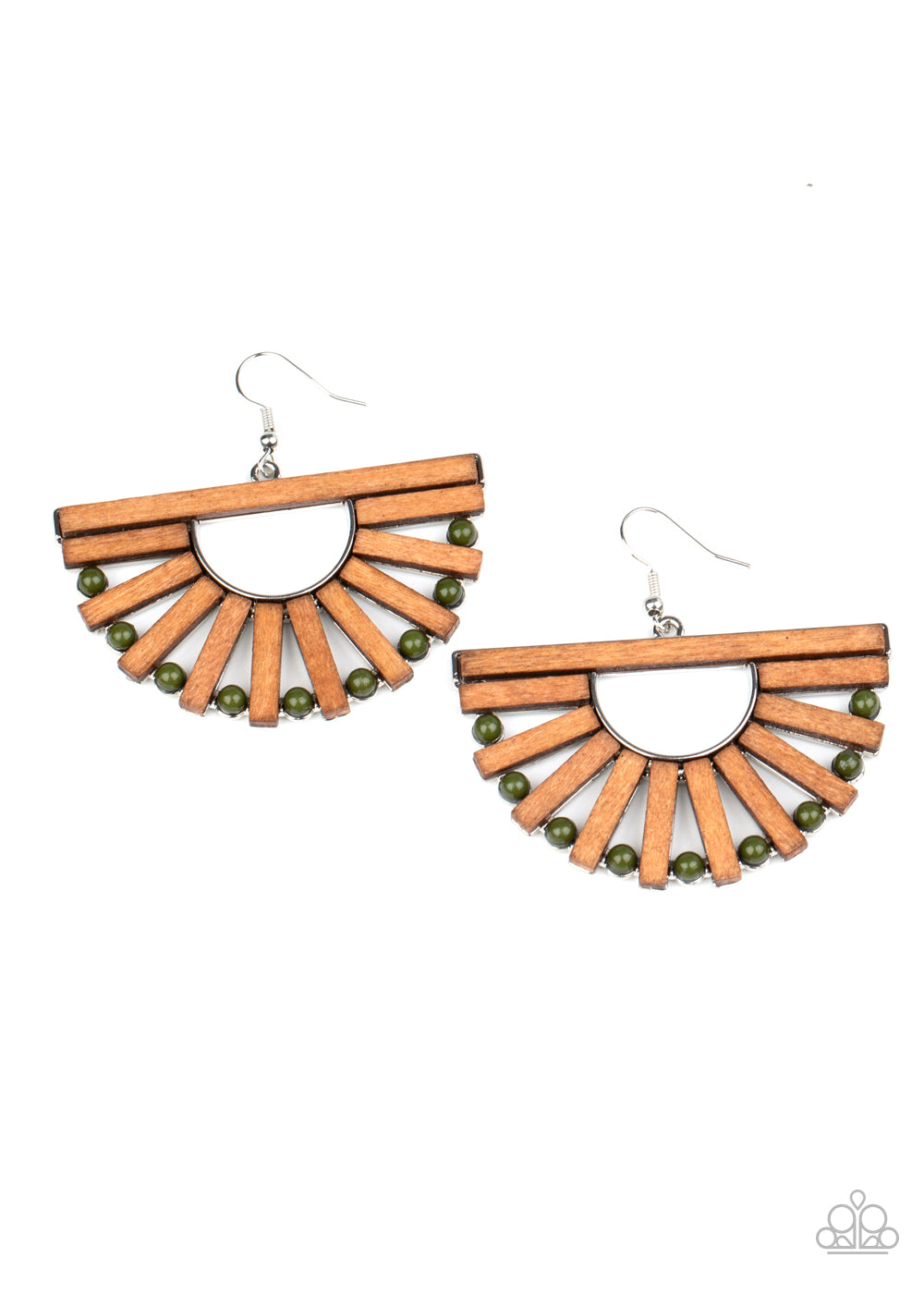 Wooden Wonderland - Green wood earrings