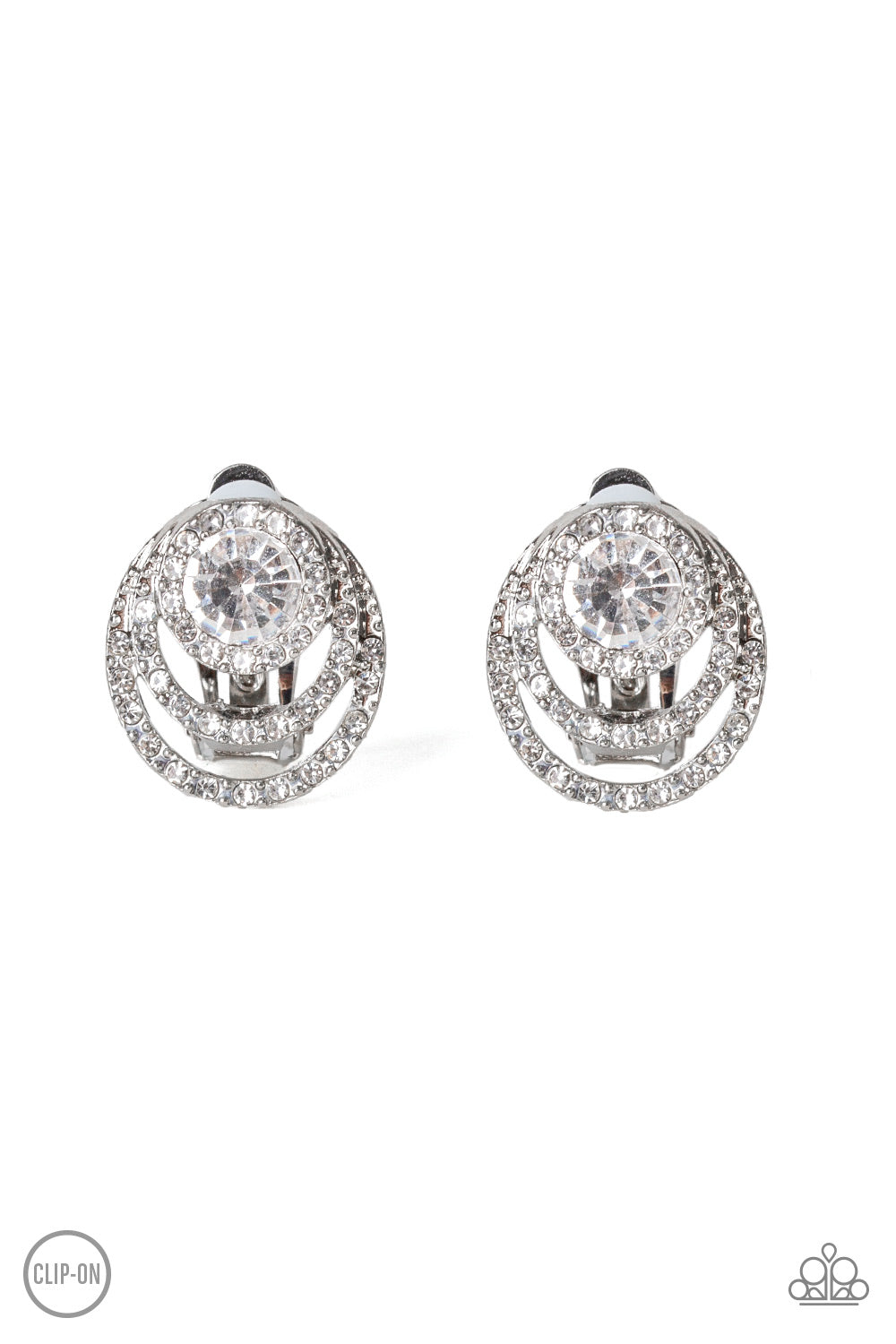 Epic Epicenter - White clip-on earrings