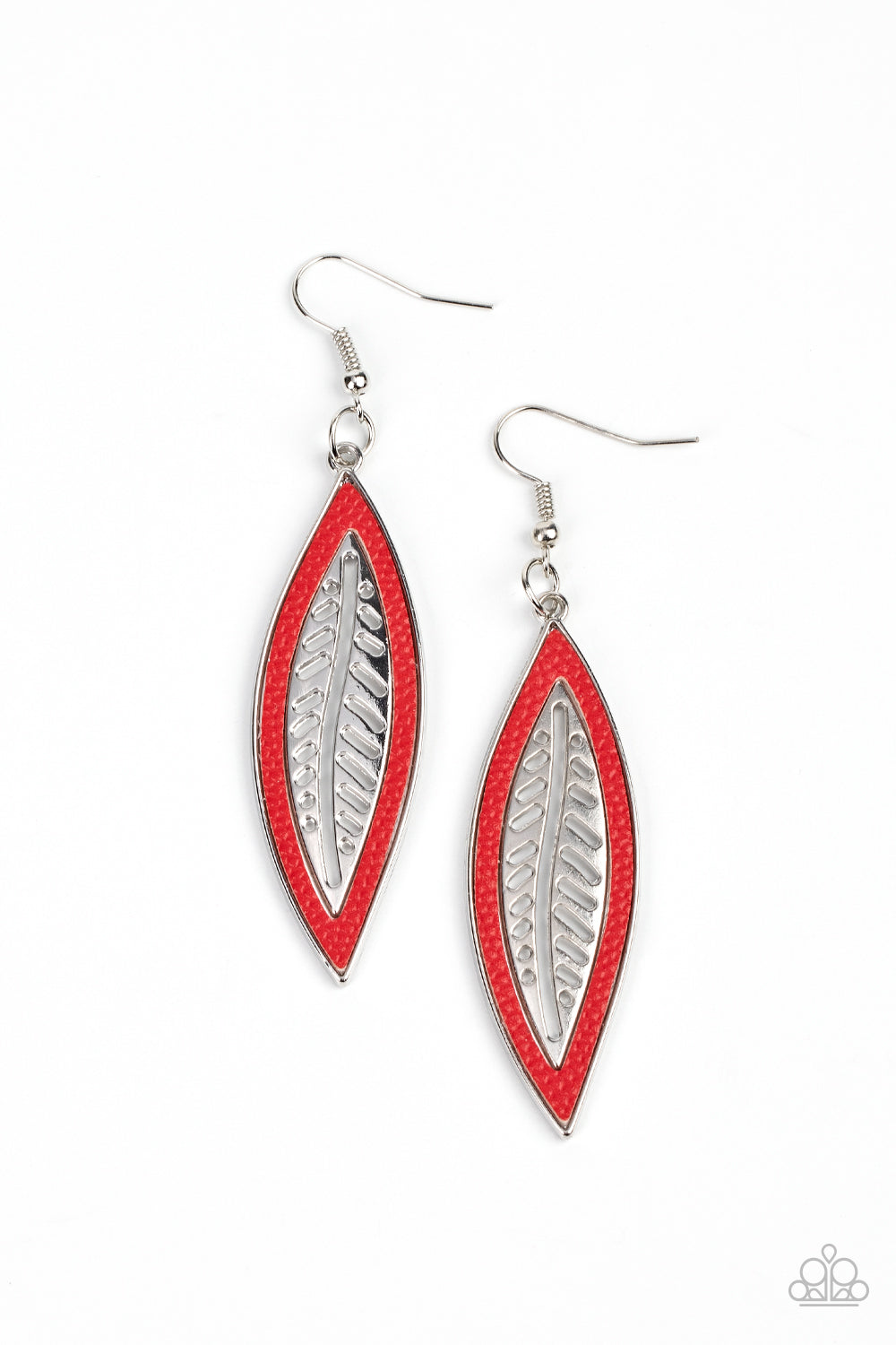 Leather Lagoon - Red leather earrings