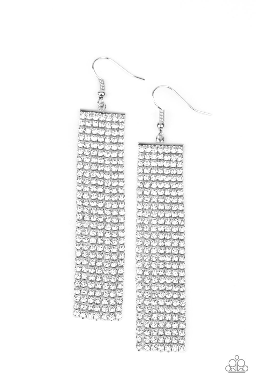 Top-Down Shimmer - White rhinestones earrings