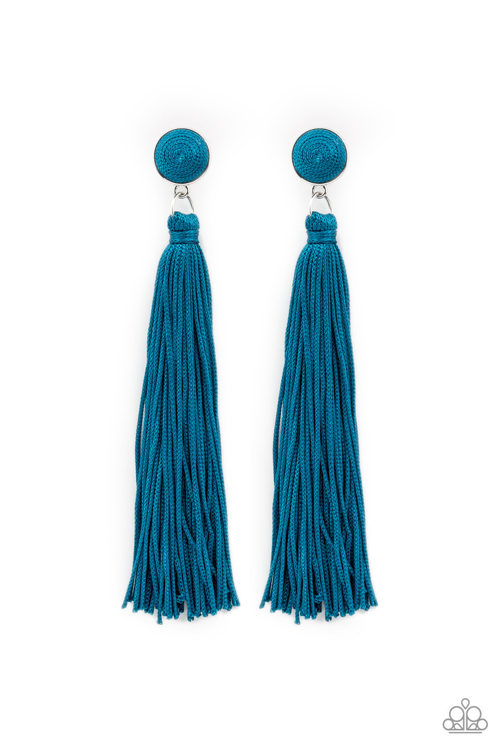 Tightrope Tassel - Blue tassel earrings