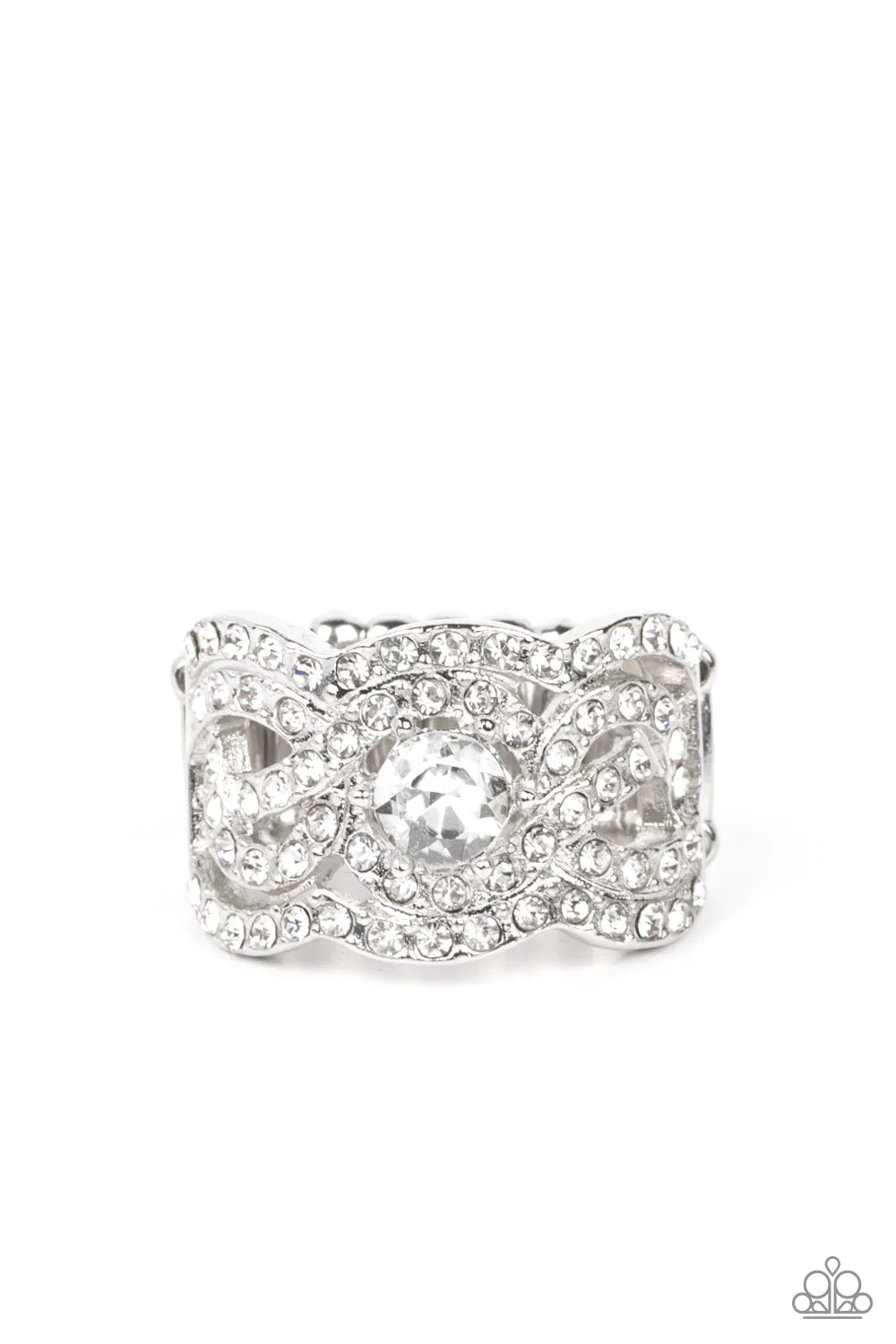 Doting On Dazzle - White Rhinestones Ring