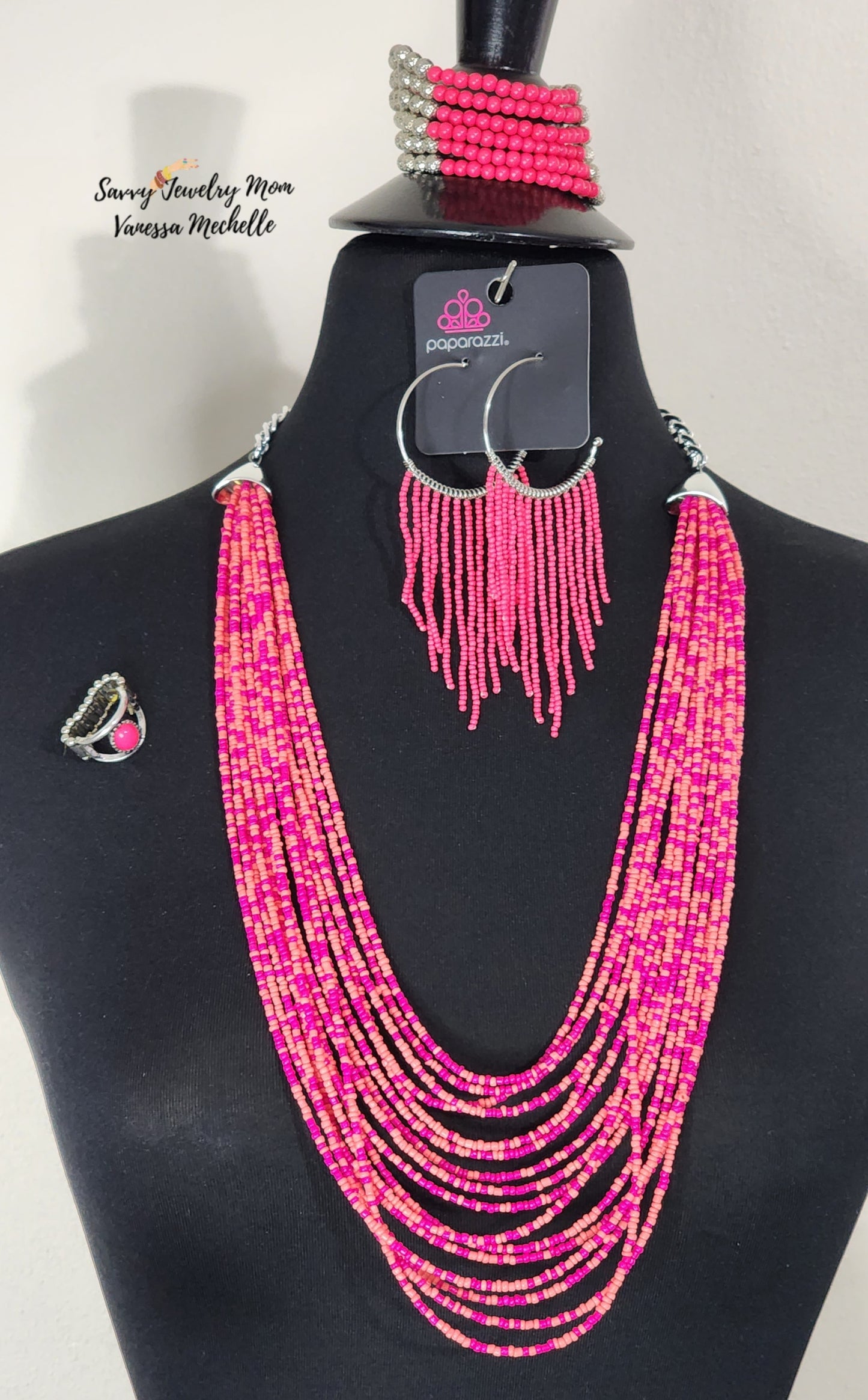 Savvy Set #302 (Pink seed bead, 4 piece set)