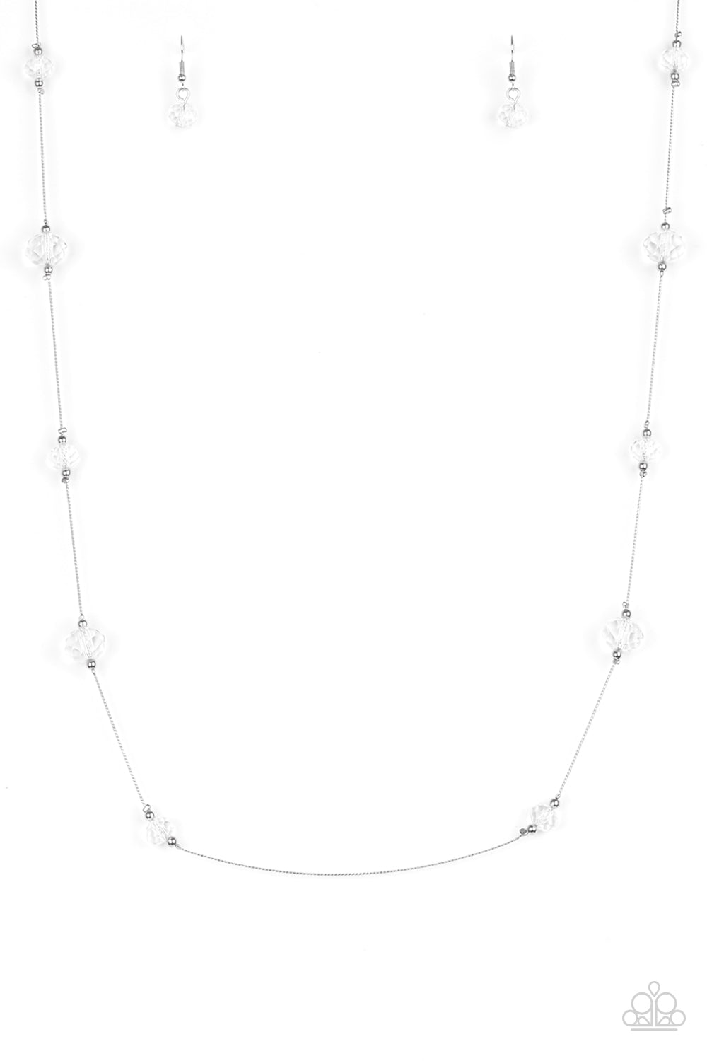 Champagne On The Rocks - White crystal-like beads necklace