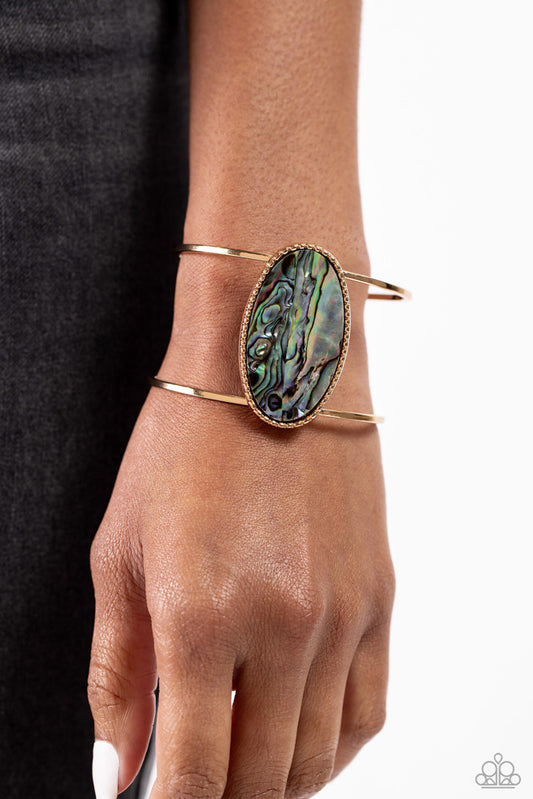 Enigmatic Energy - Gold/Multicolor cuff bracelet