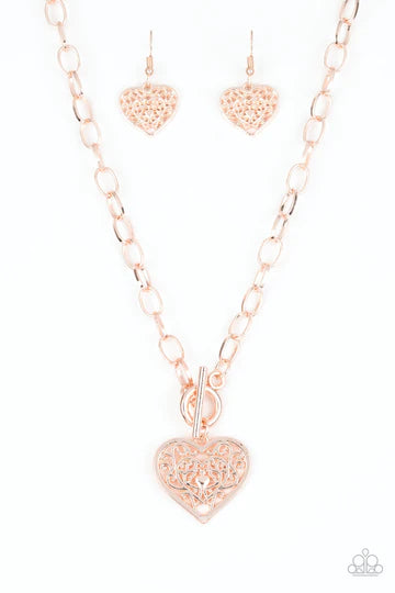 Victorian Romance - Rose Gold Heart Necklace