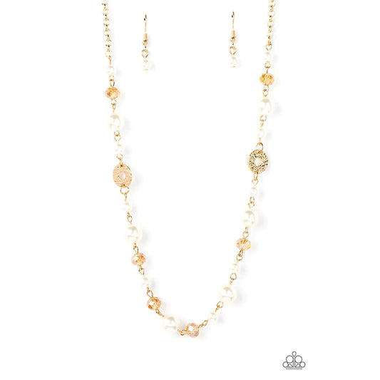 Traditional Transcendence - Gold/White Pearl Necklace