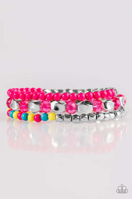 "BEADED BRAVADO" - Pink/Multicolor Bracelet