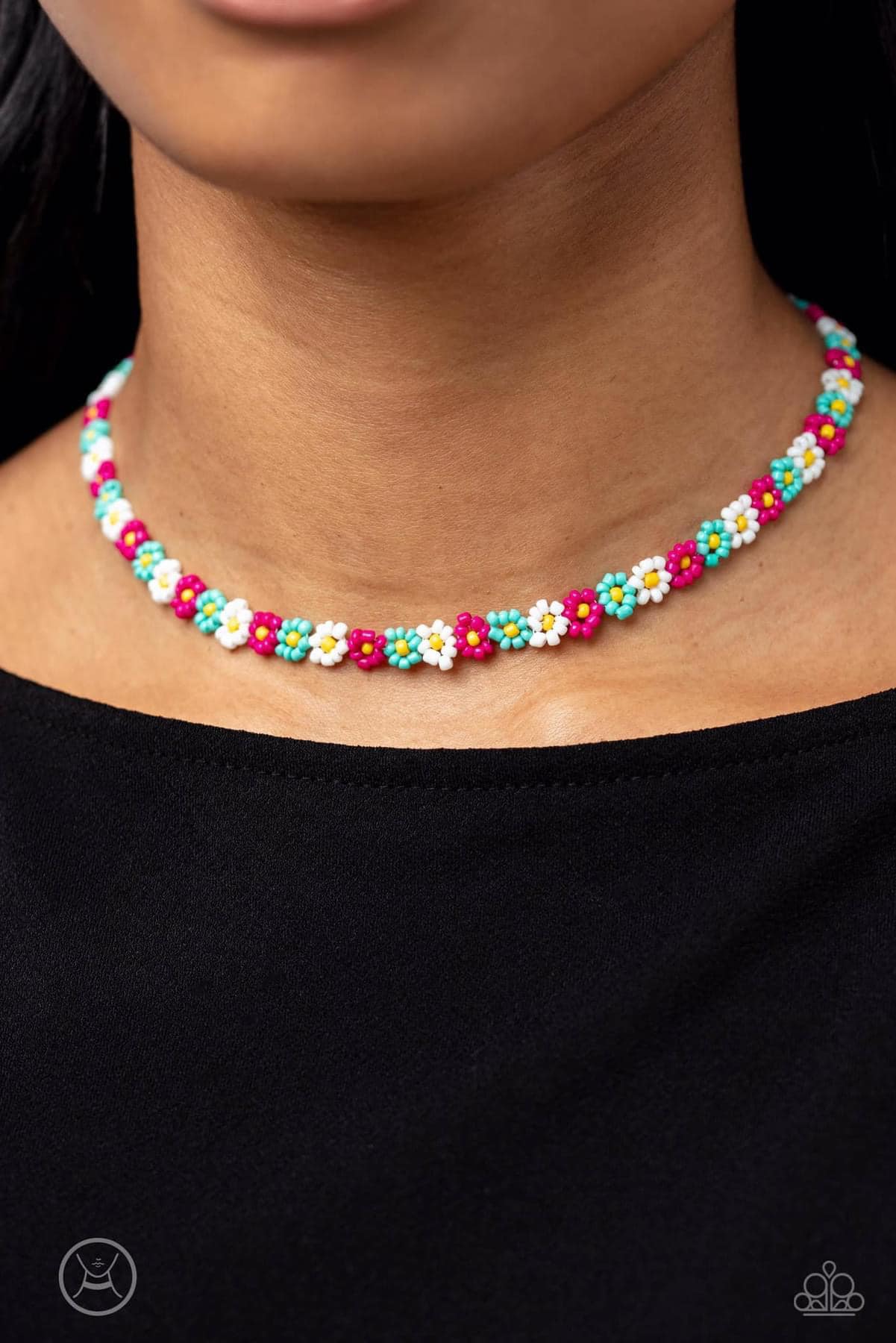 Seed Limit - Pink Multi Choker Necklace