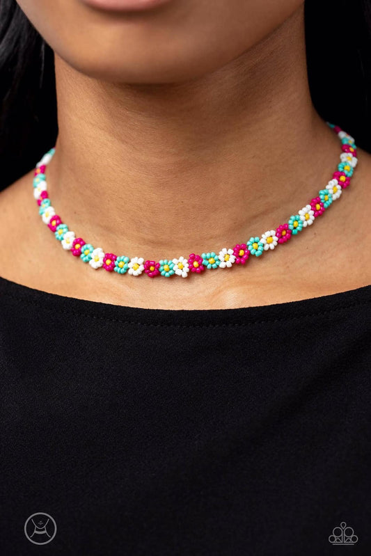 Seed Limit - Pink Multi Choker Necklace