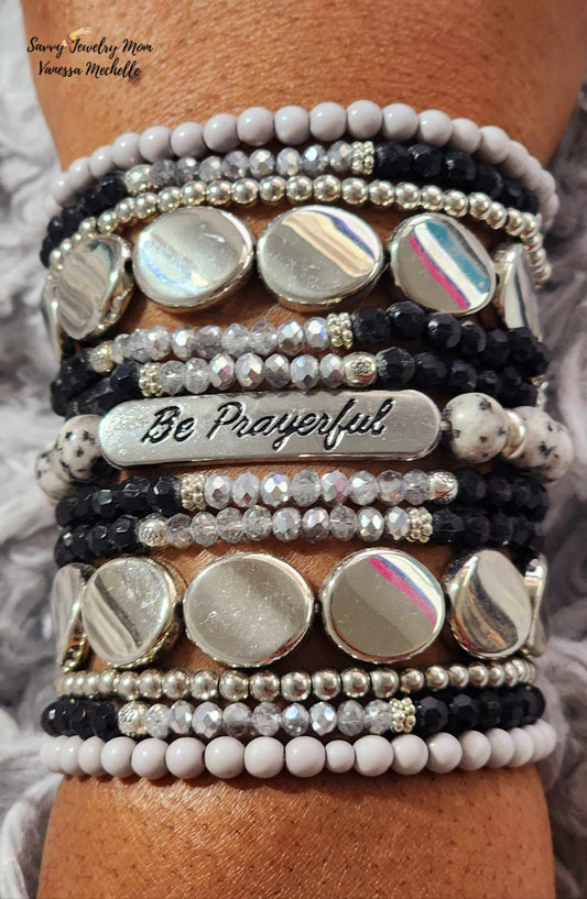 Savvy Wrist Swag #56 (Black & Silver, 5 piece bracelet set)