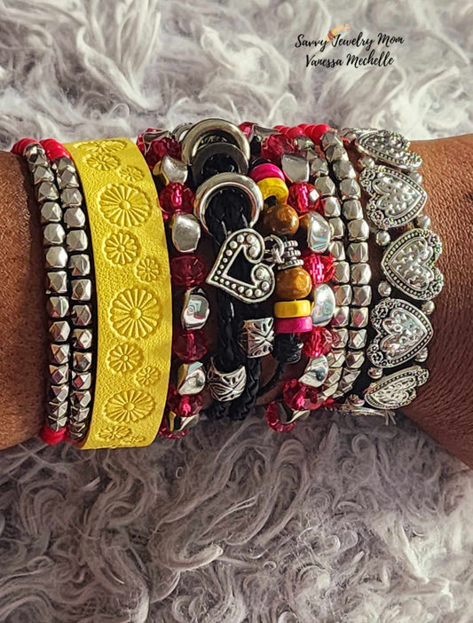 Savvy Wrist Swag #58 (Pink Multicolor, 5 piece bracelet set)