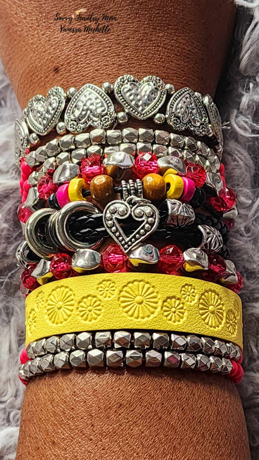 Savvy Wrist Swag #58 (Pink Multicolor, 5 piece bracelet set)