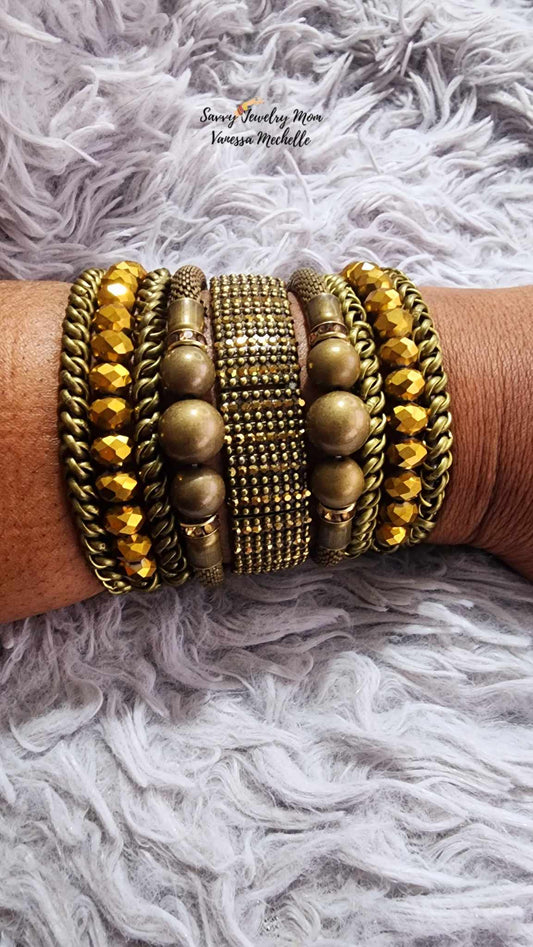 Savvy Wrist Swag #64 (Brass, 5 piece bracelet set)